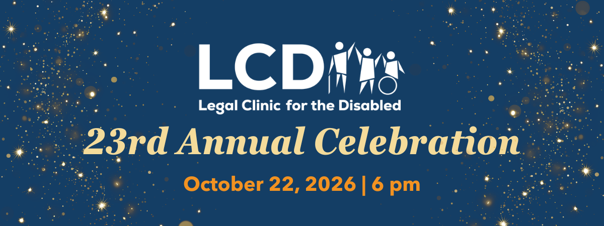 LCD 23rd Annual Celebration Banner Image. A navy background with gold sparkles and the text, "LCD 23rd Annual Celebration, October 22, 2026 | 6pm".